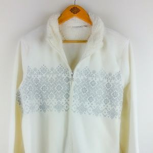 Cream Zip Up Snow Flake Jacket Fleece